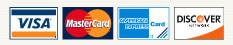 Credit Cards accepted - VISA, Discover, MaterCard, American Express